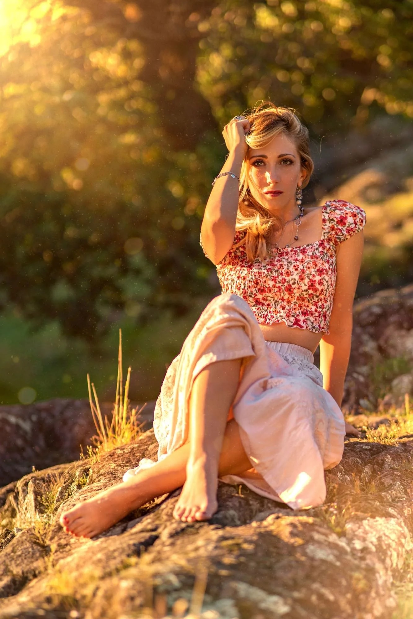 Ritratto di Vanessa in controluce durante lo shooting a Castelfeder