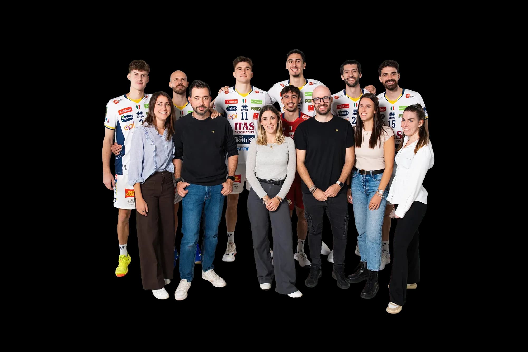 Il team Emotion Media assieme alla Trentino Volley